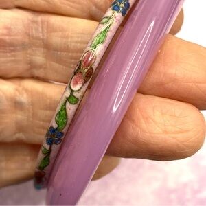 Bracelet Pair Pale Pink Cloisanne & Rounded Square Reto Y2K Bangles